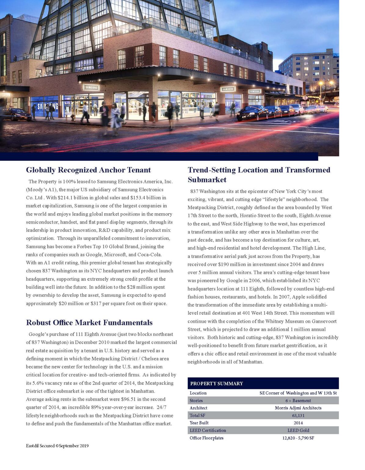 Editorial report spread featuring investment analysis, typography hierarchy, structured layouts, and commercial real estate data presentation.