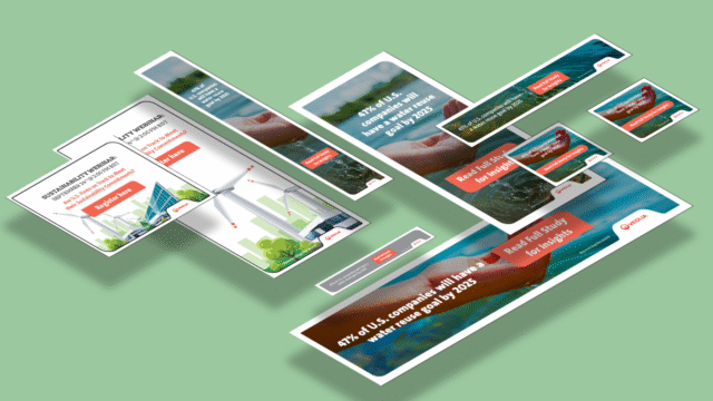 Social media banner ads promoting sustainability insights and research for an awareness campaign