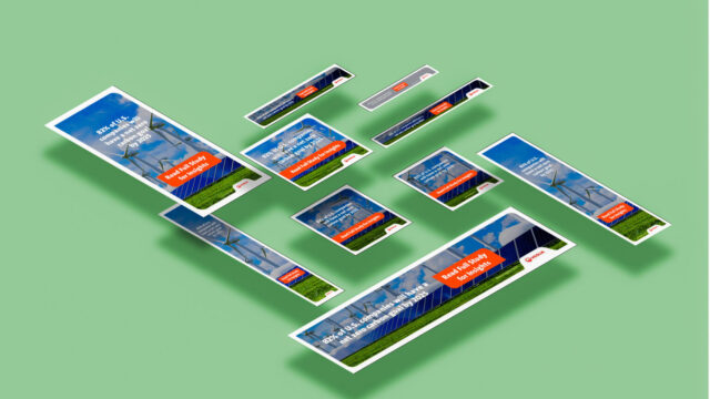 Social media banner ads promoting sustainability insights and research for an awareness campaign